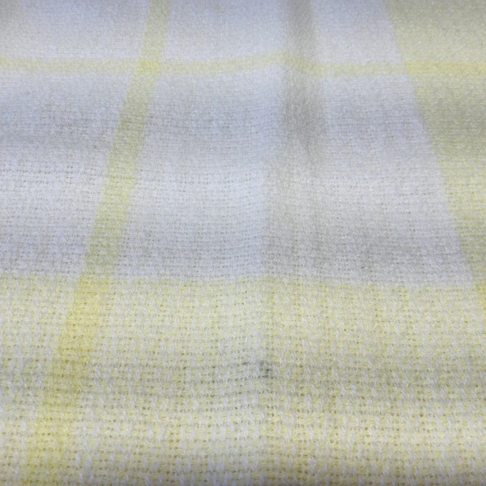 The Three Weavers Butterfly Plaid Baby‎ Blanket Yellow Fringed Embroidered